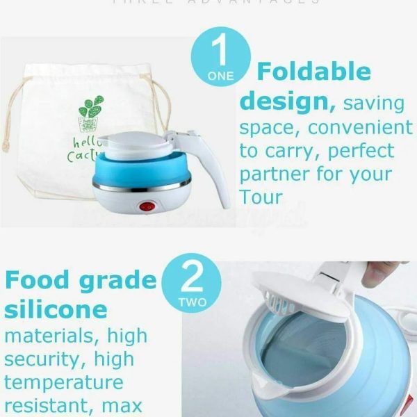 Fast Water Boiling 600 Ml Portable Kettle Travel Kettle Foods Boils Quickly Silicone Small